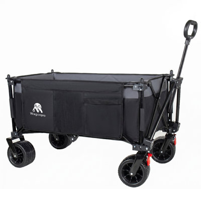Multi-Functional Pull Folding Wagon Cart with Flexible Handle & Canopy, Heavy Duty Utility Cart with 7"x4" All-Terrain Wheels for Camping, Transport, Groceries, Sports, 480LBS/120L