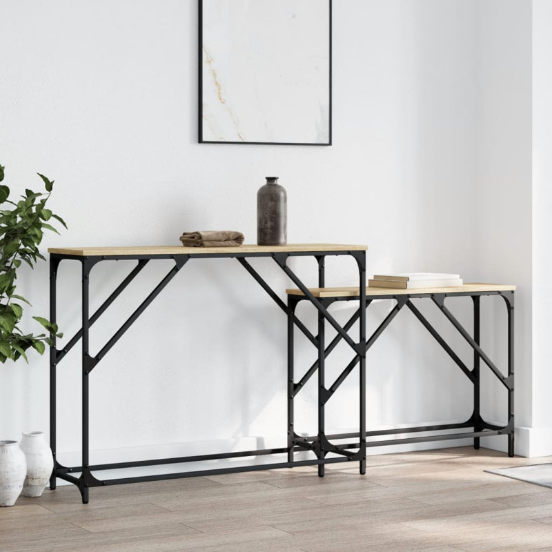 vidaXL Nesting Console Tables Hallway Stand Behind Sofa 2 Pcs Engineered Wood, Sonoma Oak