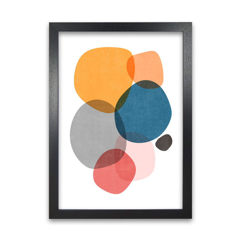 Mid Mod Abstract Shapes Original - Print, Black Frame, 42cm H x 30cm W x 3cm D