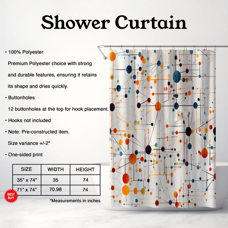 Geometric Fusion - Premium Shower Curtain, 74"H x 71"W