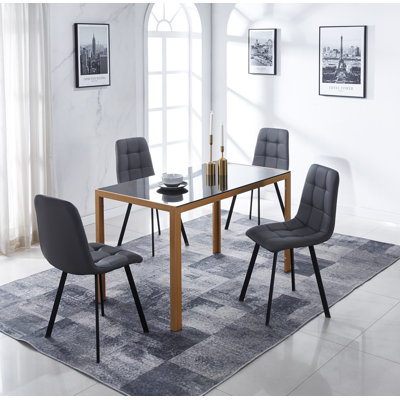 Boulat 4 - Person Glass Top Four Leg Dining Set