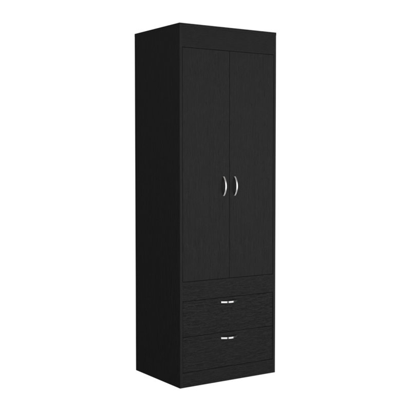 Élégante armoire à deux tiroirs, Noir