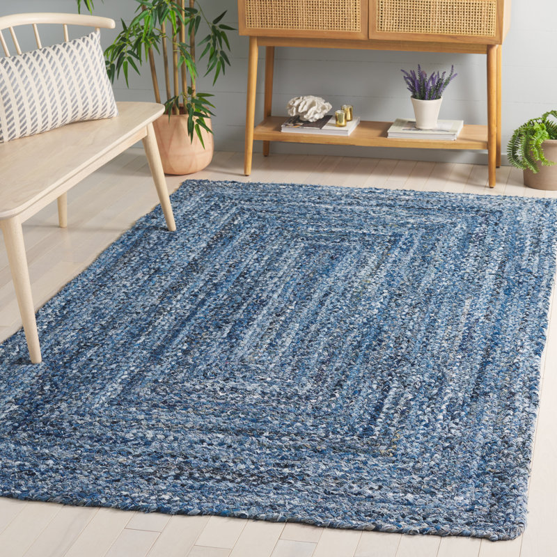 Braided Hand Woven Cotton Solid Color Indoor Rug, Rectangle 5' x 8'