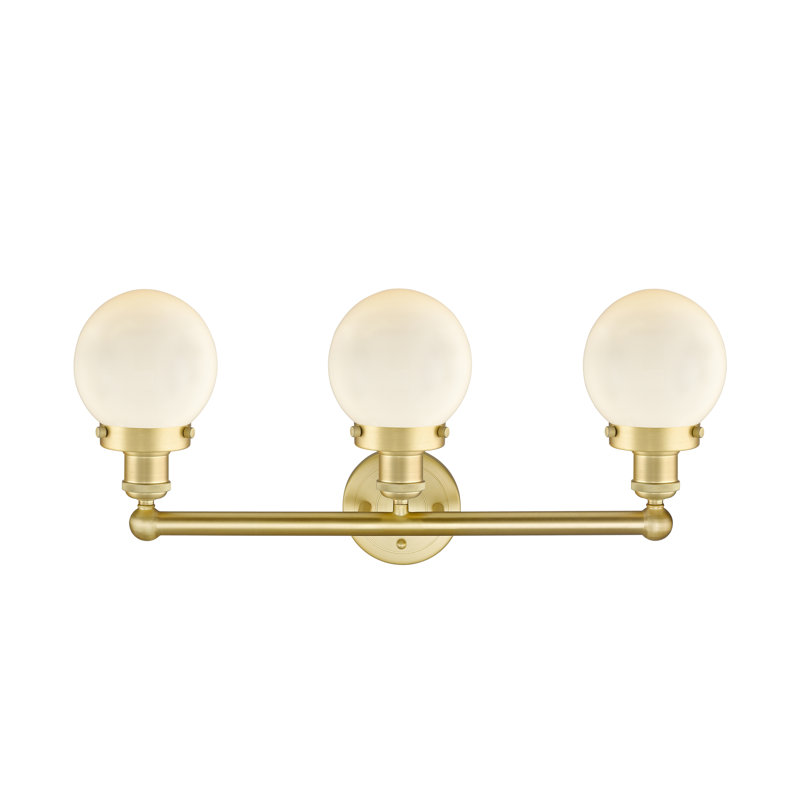 Alphonsa 3 - Light Dimmable Vanity Light, Matte White, Satin Gold