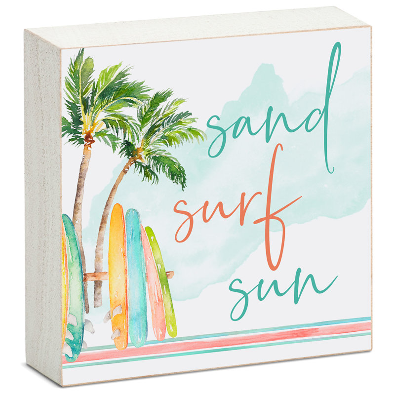 Sand Surf Sun Wood Box Sign