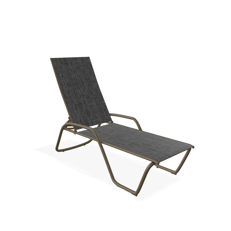 Outdoor Rust-Resistant Metal Chaise Lounge, Textured Beachwood, Augustine Shadow