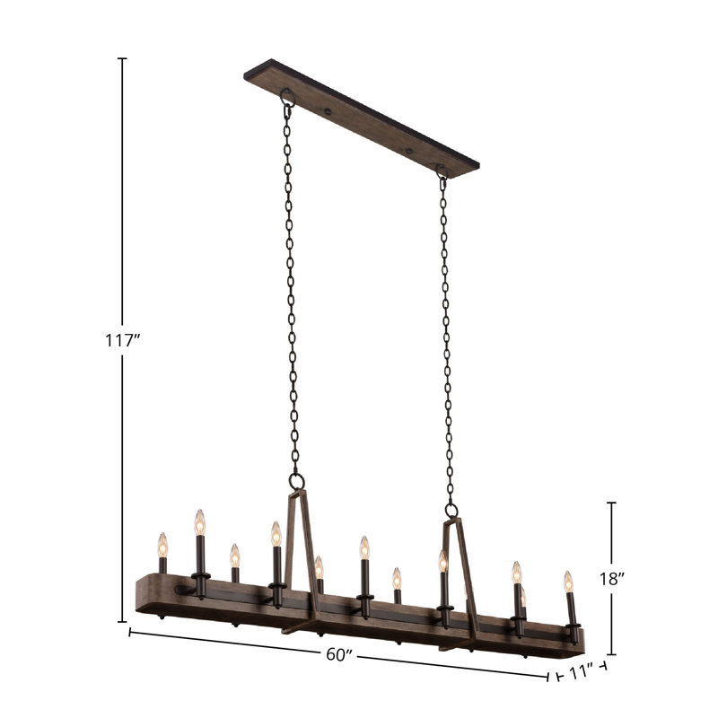 Luminaire suspendu linéaire en bronze satiné Duluth 12 LT Kalco
