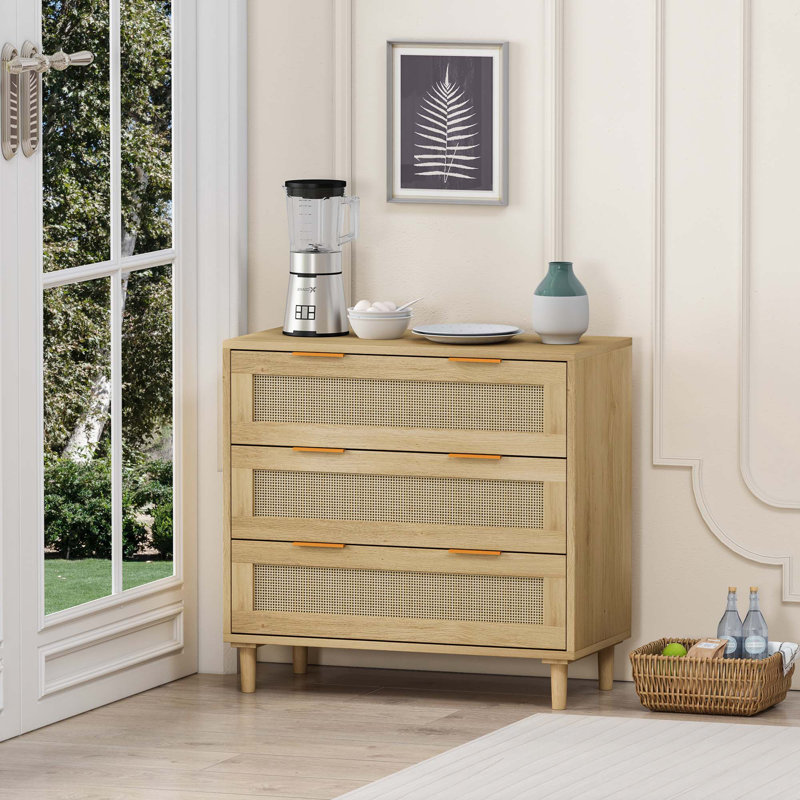 Armoire de rangement en rotin Cherle, Brun