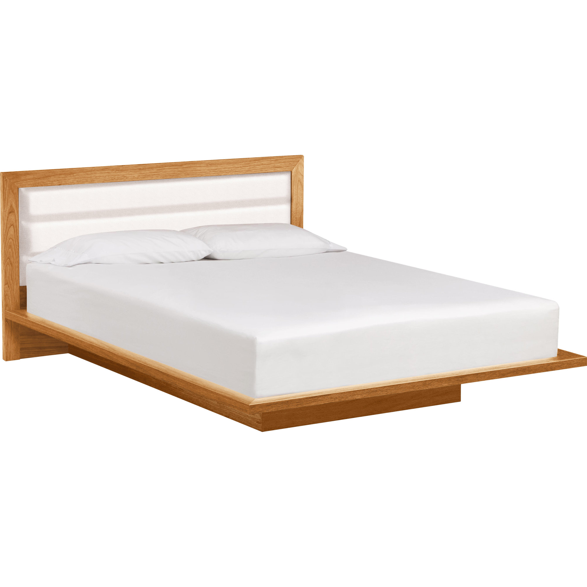 Moduluxe Leather Bed, California King, White, Natural Cherry