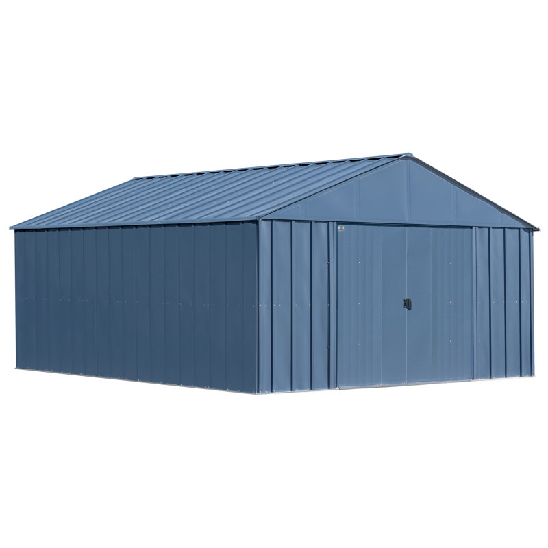 12 ft x 15 ft Blue Grey Steel Storage Shed