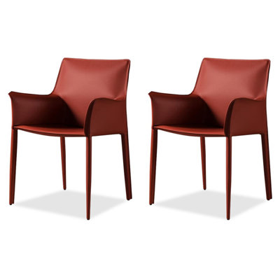 Chaise d'appoint à dossier rouge rouge (ensemble de 2)