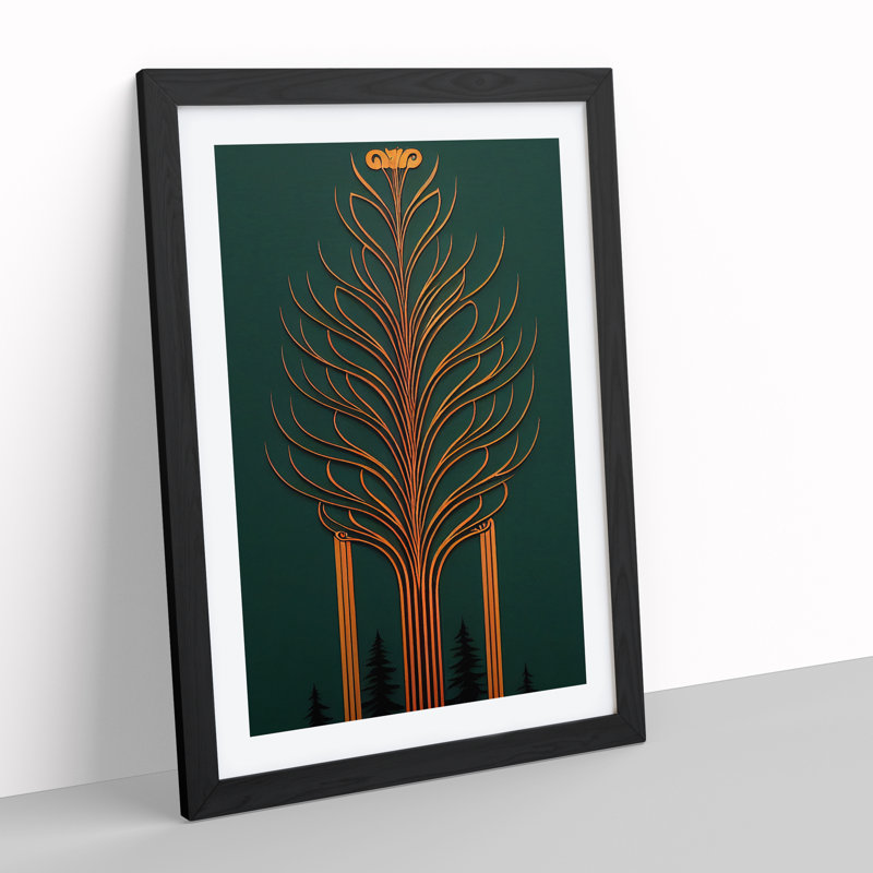 Art Nouveau Tree No.3 - Single Picture Frame Print, Black Framed, 64cm H x 46cm W x 2cm D