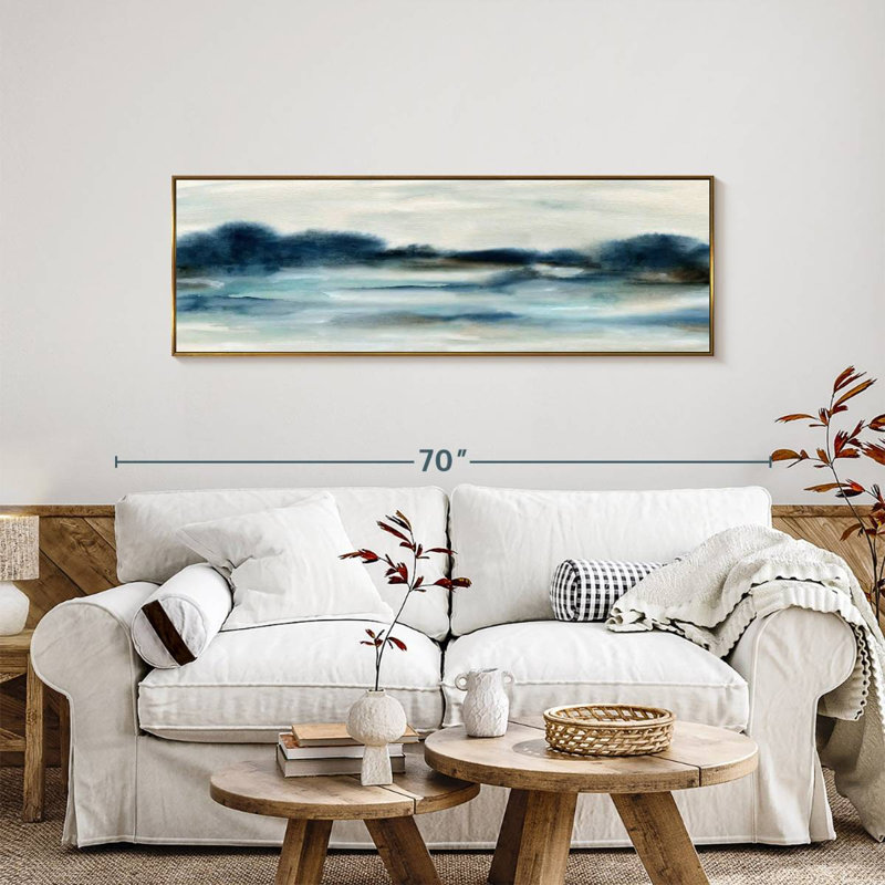 Vue panoramique sur la baie, Cadre flottant doré, 57 po x 19 po
