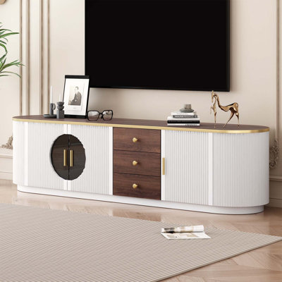 Console Table with 3 Drawers and 1 Shelf,Metal Handles and 2 Cabinets by Hokku Designs
