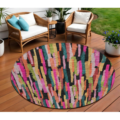 Tapis intérieur lavable rayé rose 8 pi