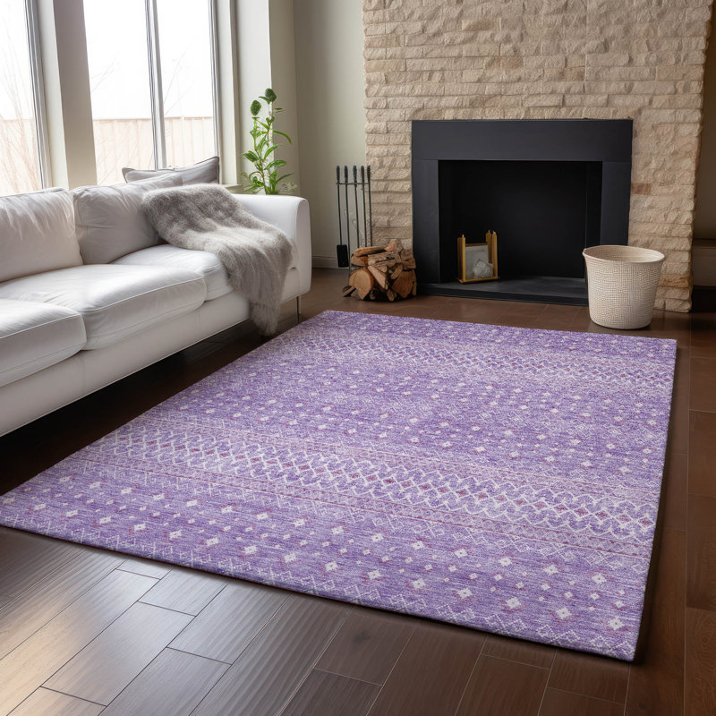 Premium Machine Washable Prisco Lavender Rug, Rectangle 5' x 7'6"