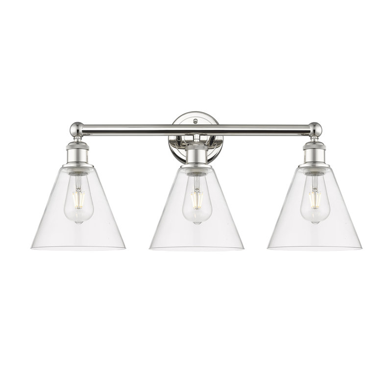 Éclairage de salle de bain à intensité variable à 3 lumières Beva, Nickel poli, Transparent