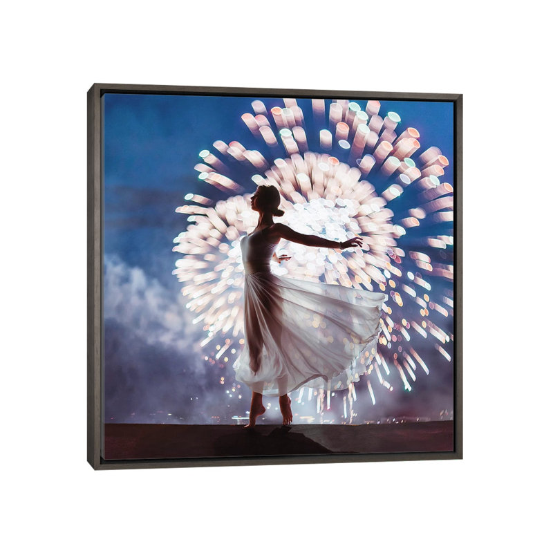 " Fireworks " by Hobopeeba, No Mat, 18'' H x 18'' W x 1.5'' D, Dark Rustic Wood Framed