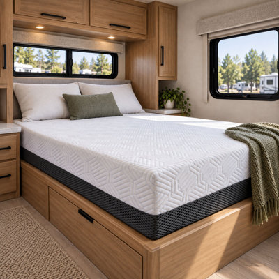 Matelas en mousse viscoélastique gélifiée de 8 po avec housse de refroidissement et régulation de température Epernay RV Bunk (75 po x 30 po)