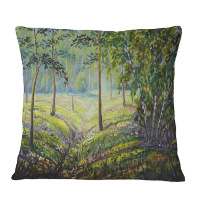 Pine Trees And Green Bushes In The Forest - Country Printed Throw Pillow