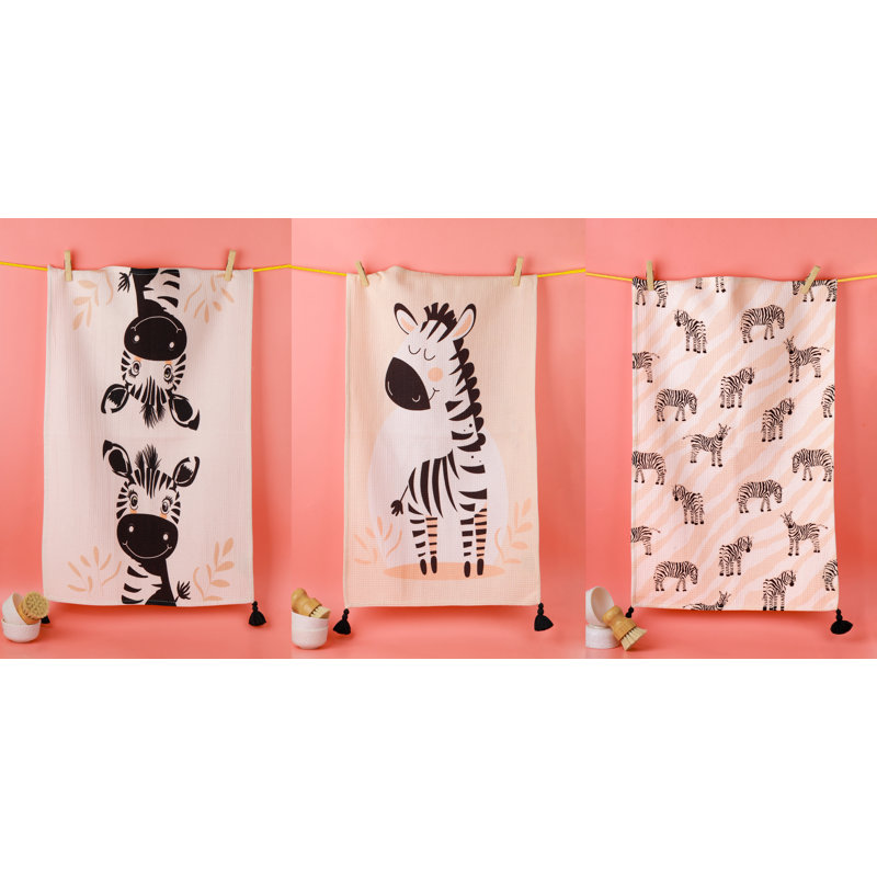 Whimsical Zebra Tassel Kitchen Towel Set