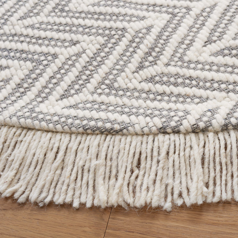 Wenger Natura Hand Woven Wool And Cotton With Latex Geometric Rug, Round 6'