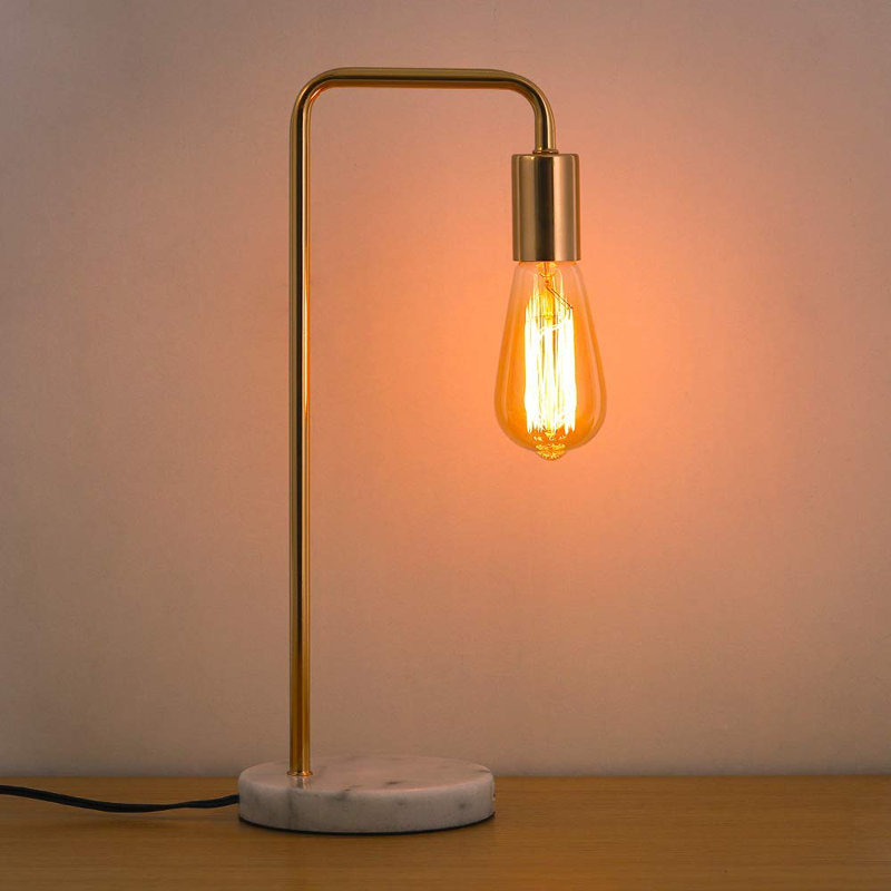 Dewayne Marble Desk Lamp, Gold/White