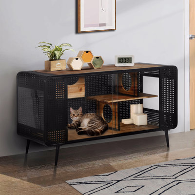 55.12 "Spacious Cat House With Tempered Glass, For Living Room, Hallway, Study And Other Spaces