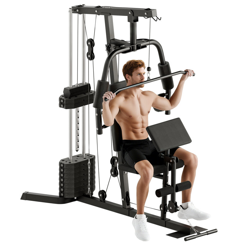 Appareil de gymnastique à la maison multifonctionnel avec pile de poids de 99 lb, entraînement complet du corps