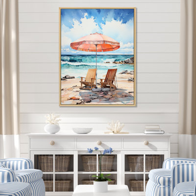 «Vintage Beach Chairs Scenery I», reproduction sur toile
