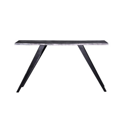 60" Live Edge Wood And Metal Console Table, Gray/black For Home Furnishing Made Of Metal, Modern Decor