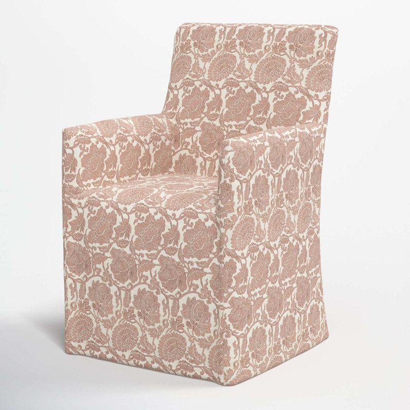 Ivanka 20'' H Cotton Upholstered Armchair, Japanais Dusty Pink