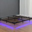 Structure de lit très grand en métal avec lumières DEL - support stable, métal flottant à 10 lattes, processus d'assemblage rapide