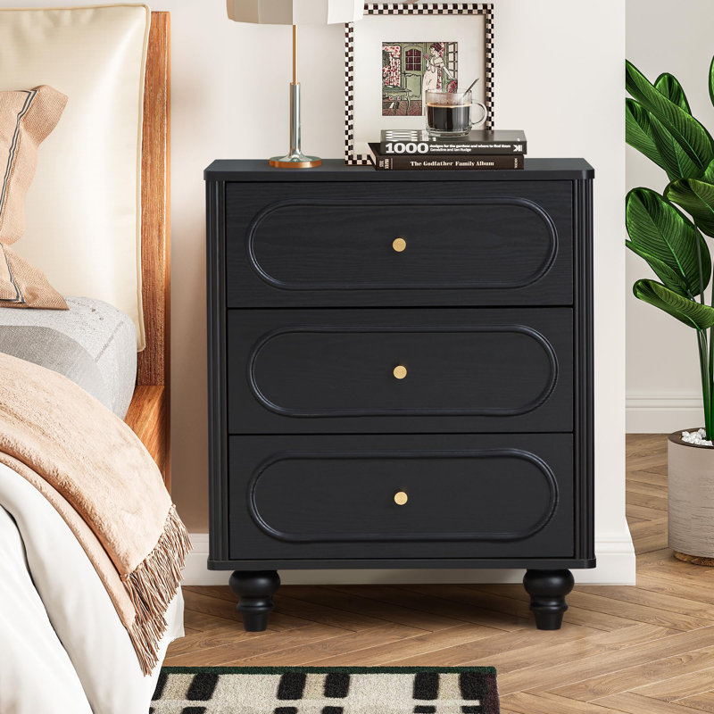 3 - Drawer Nightstands, Black