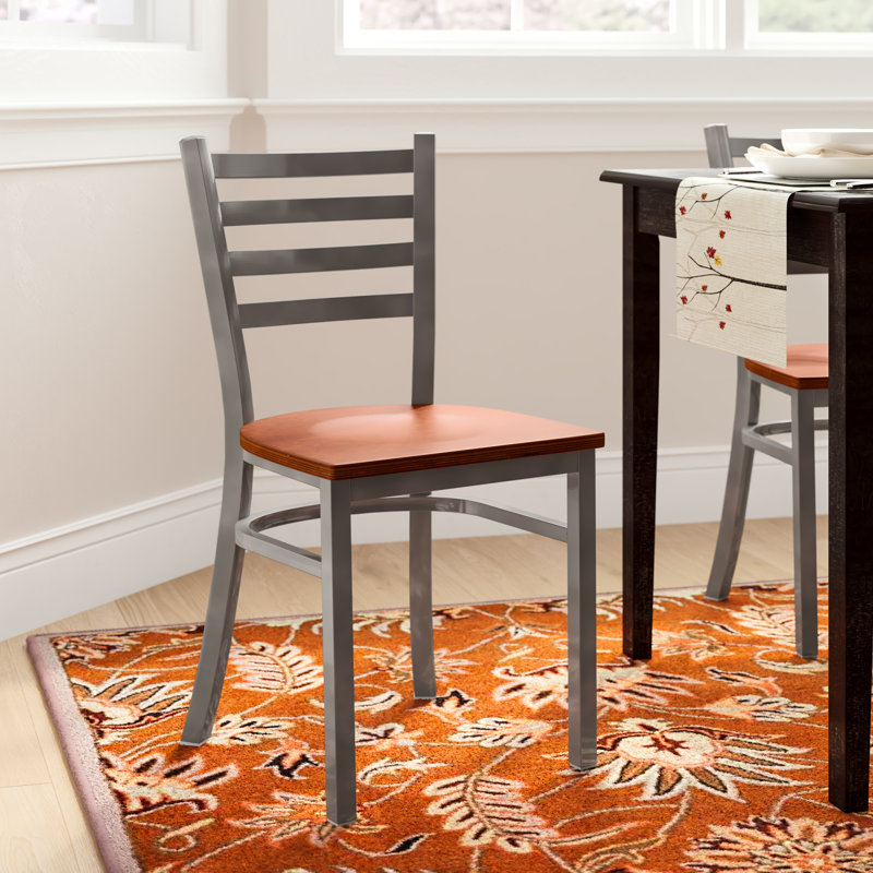 Kendall Clear Coated Ladder Back Metal Restaurant Chair, Cherry, Clear Coat