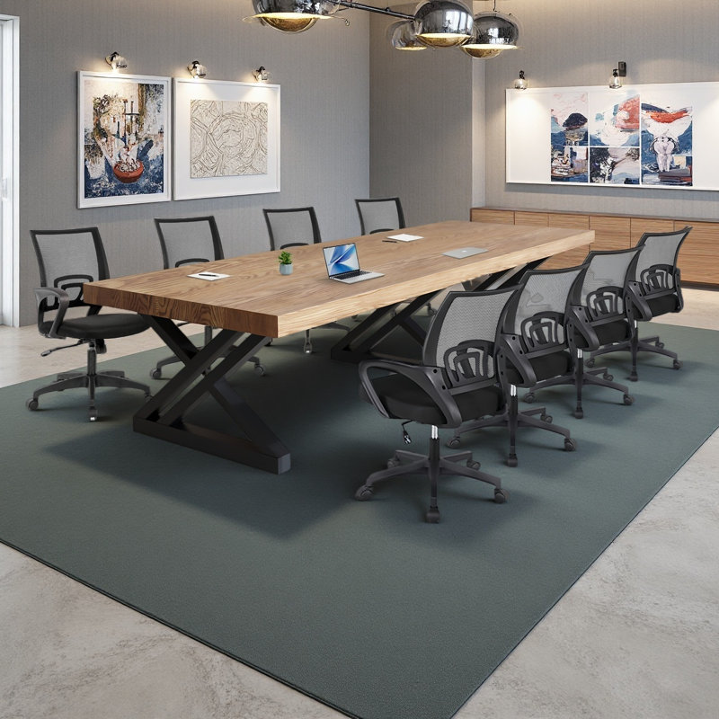 8-seater solid wood conference table, 29.53" H x 102.36" L x 39.37" W