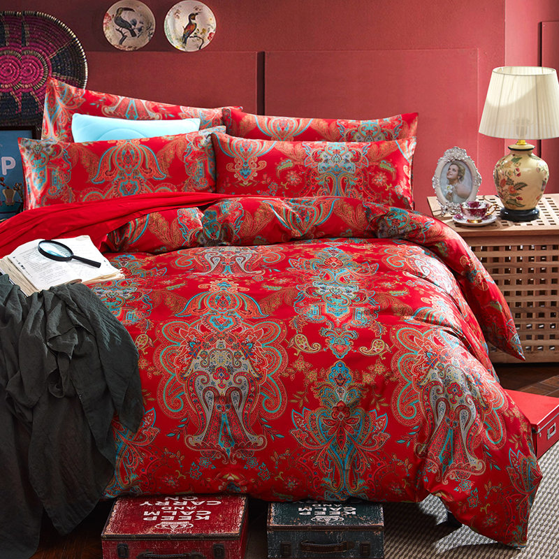Ensemble d'édredon en microfibre à imprimé floral et feuille Vintage, Édredon très grand + 2 taies d'oreiller standard