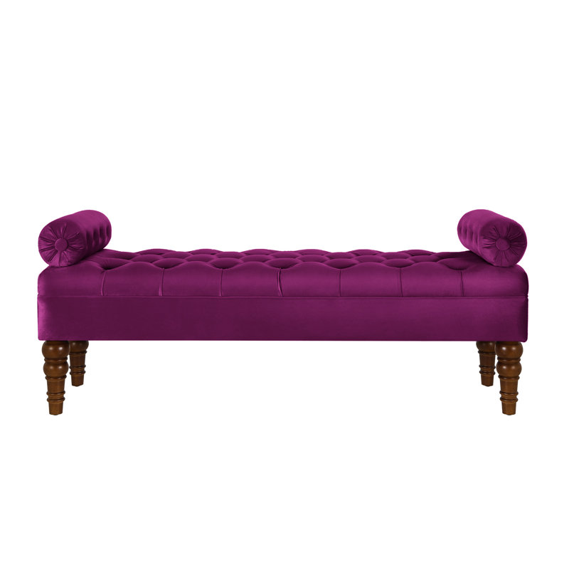 Velvet Fabric Upholstered Long Bed Bench For Bedroom,Upholstered Design Window Bench With Tufted Button,Entryway Bench,Bolster Bench