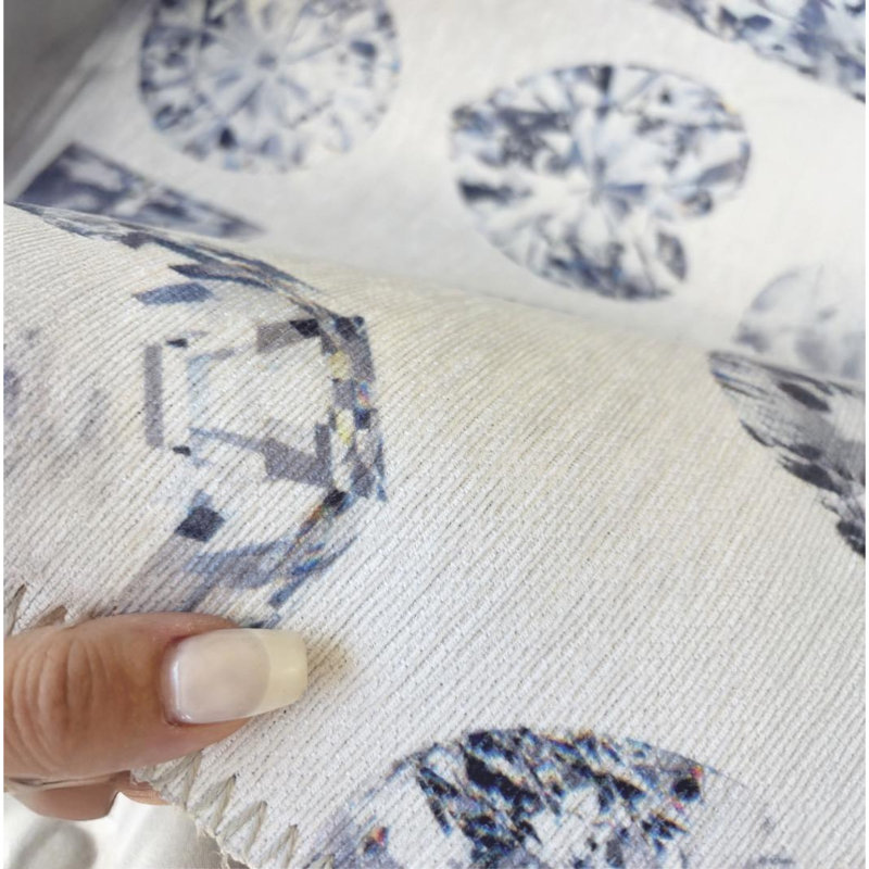 Tapis rond lavable en microfibre Bougie Diamonds, Rond 8 pi, Colombe