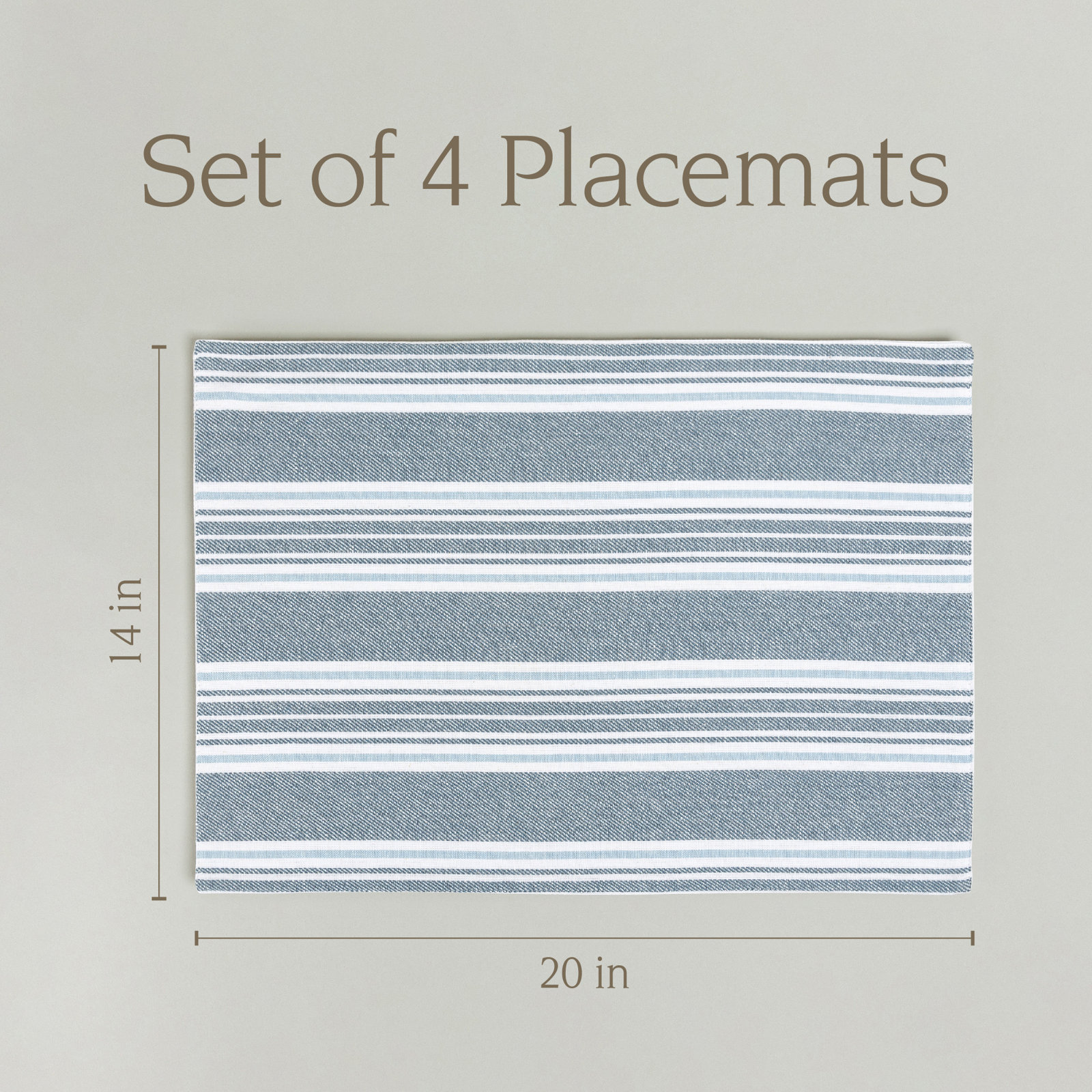  Over&Back Woven Striped Placemats, Set of 4, Blue
