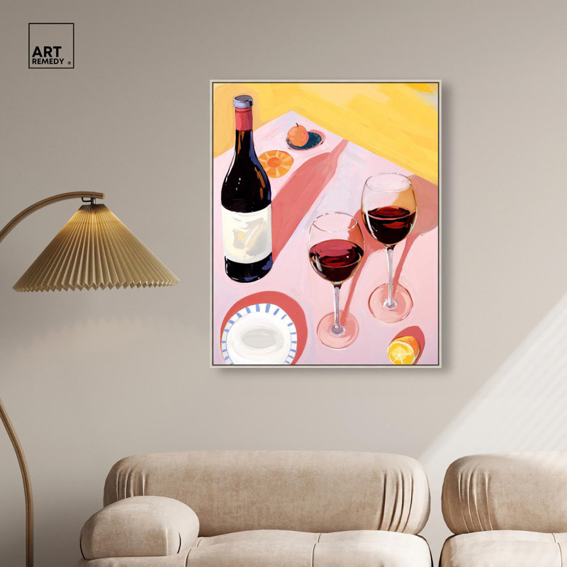 Table Summer Wine par Art Remedy, H 21 po x l 17 po, Cadre flottant, Argent argent