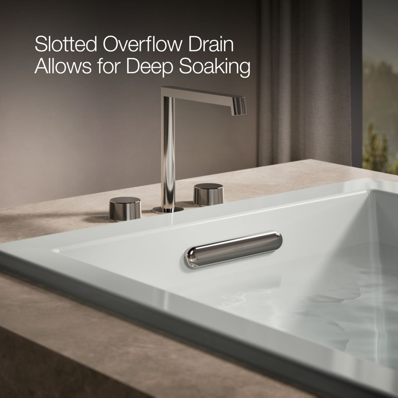 Underscore® 60" x 36" Soaking Acrylic Bathtub with Heater, Ice Grey