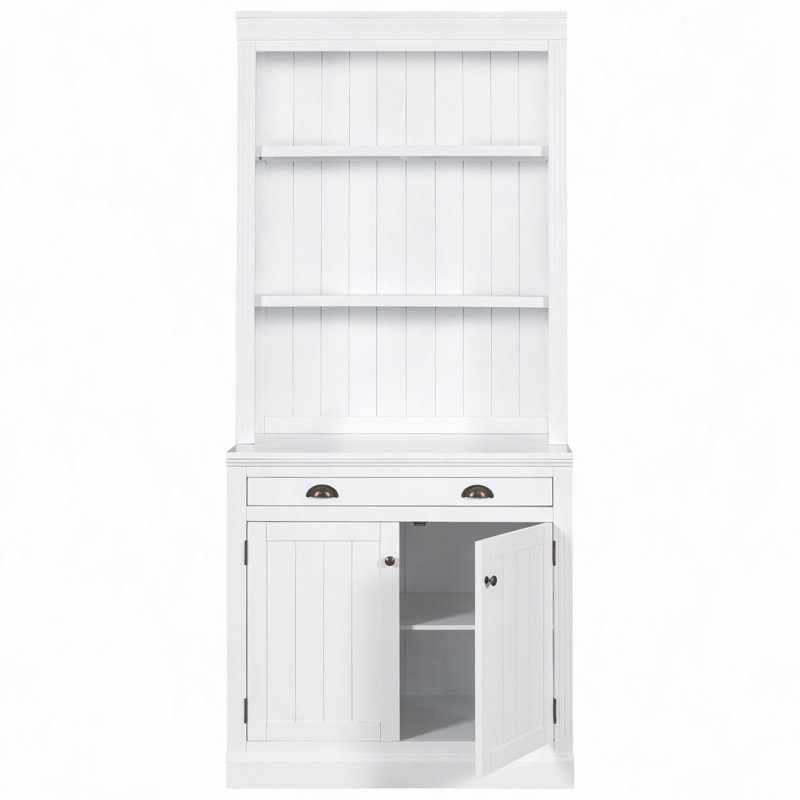 Bibliothèque de 83,4 po de hauteur avec 3 lumières DEL, bibliothèque avec 2 portes et 1 tiroir, bibliothèque de rangement avec tablettes ouvertes pour le salon et le bureau à domicile