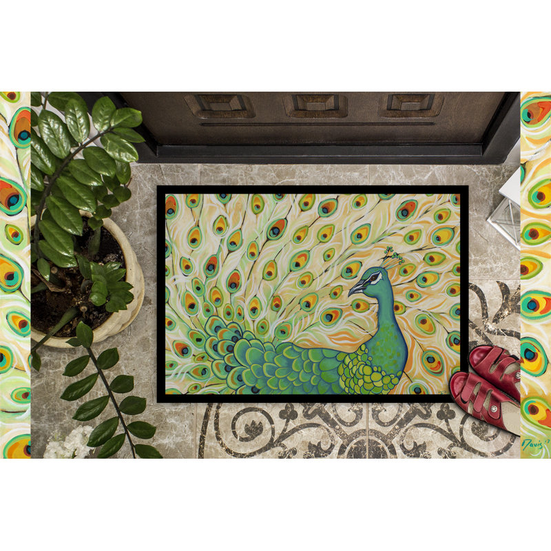 Driffield Non-Slip Outdoor Doormat, Pretty Pretty Peacock