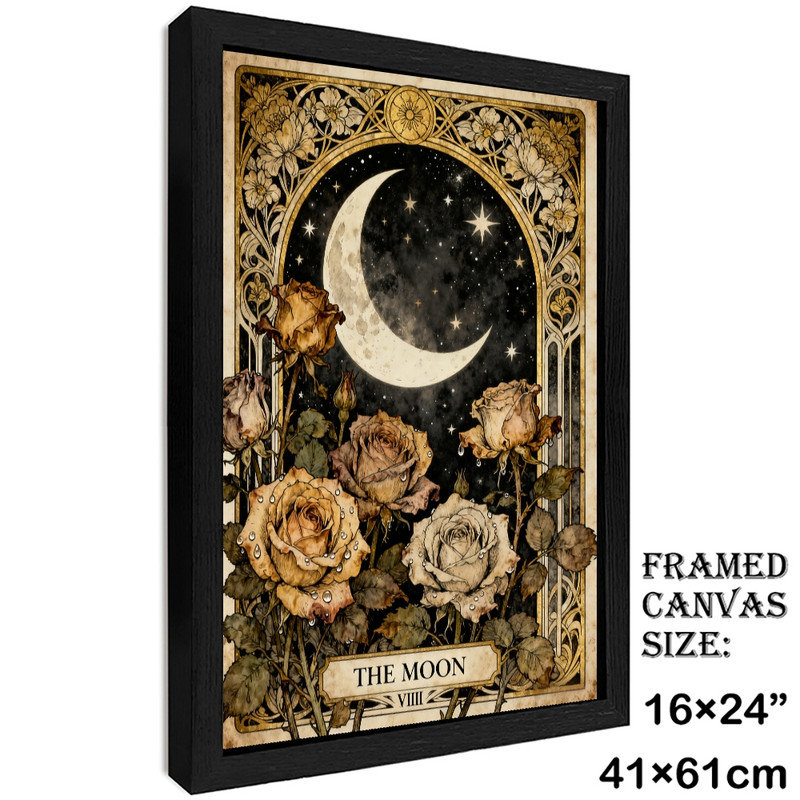 Art mural noir encadré noir «The Moon Tarot» - Art nouveau, H 25 po x l 17 po