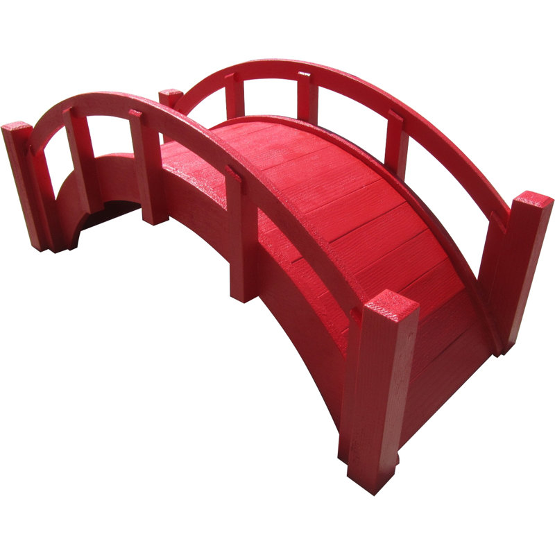 Miniature Red Wood Japanese Garden Bridge, 25"