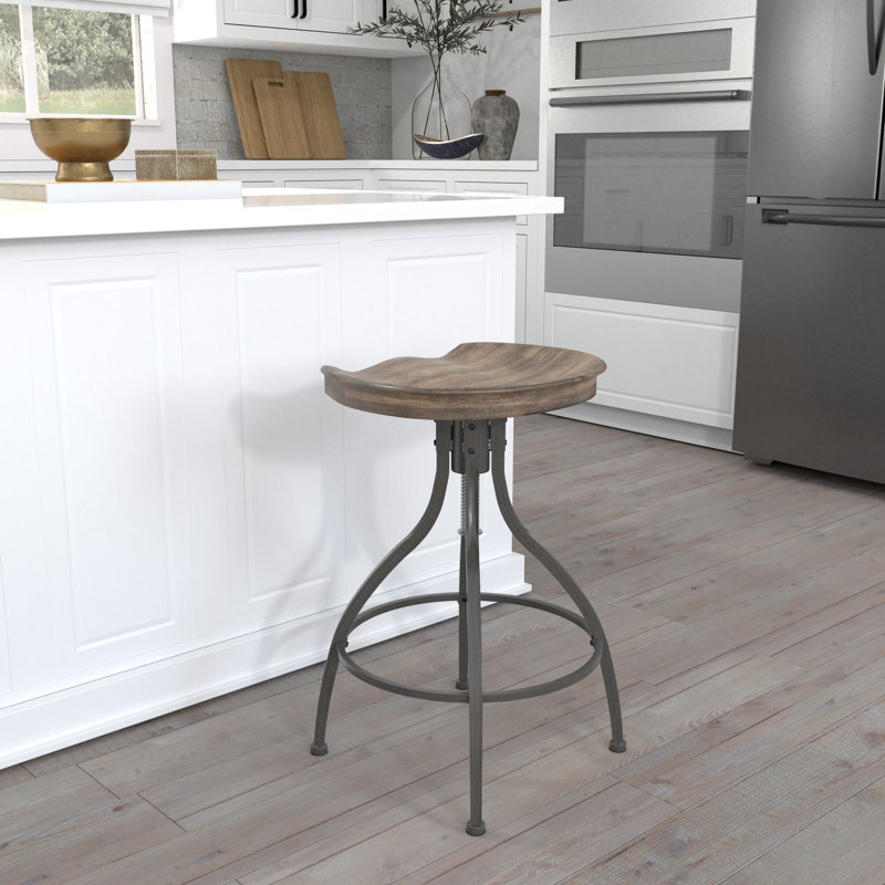 Vlad Metal Adjustable Height Bar Stool, Gray