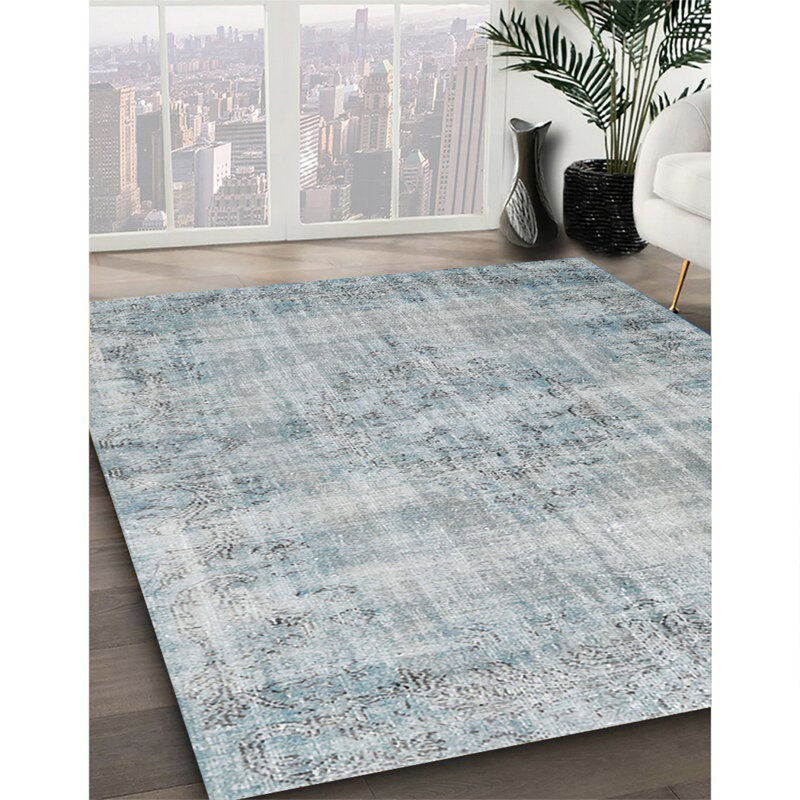 Tapis bleu / gris Ajla, Carré 7 pi