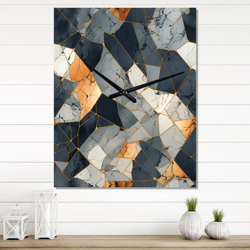 Industrial Chic Marble Escape - Horloges murales glamour, Moyen