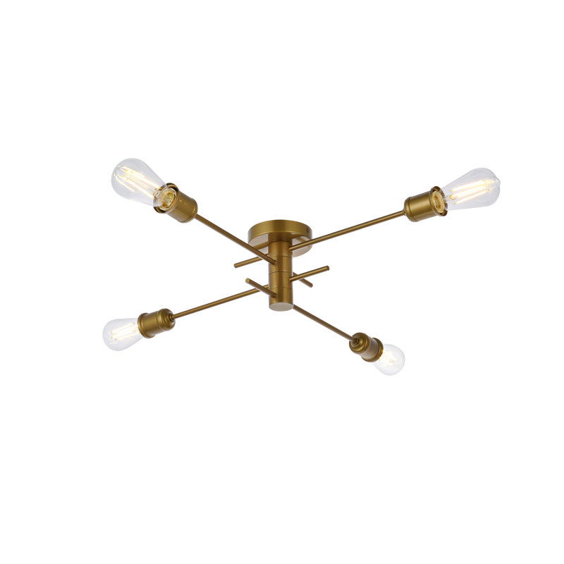 Plafonnier semi-encastré à 3 lumières 18 po Mondale, Laiton, 4, H 6,2 po x l 26 po x P 26 po
